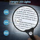 Large Magnifying Glass With Light 10x 20x 45x Illuminated Handheld Magnifier    