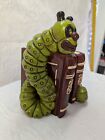  Vintage Book Worm Bookends 3d Heavy Ceramic Retro 1960-70 Hand Painted 