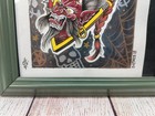 Original Framed Co Tattoo Flash Art Painting Warrior Viking Styled  Signed