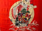 Vintage Japanese Furoshiki Wrapping Cloth 29x29    Treasure Ship Motif  7 Orange