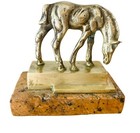 Vintage Brass Horse Marked Germany Numbered 3738f Mounted On Granite