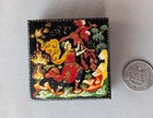 Vintage Palekh Hand Painted Lacquer Small Jewelry Trinket Box  firebird  Signed