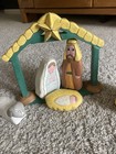 Vtg 9pc Christmas Nativity Scene Handpainted Carved Wood Set Kitschy Folk Art
