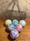 6 Spring Daisies Rag Balls Farmhouse Tiered Tray Decor Bowl Basket Fillers  New