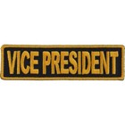 Vice President Mc  Rank Patch  Biker  Embroidered Patch Black gold 3  1 2  X 1 