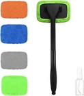 Vehicle Window Wash Brush Kit  4 Reusable Microfiber Pads And Extendable Wiper
