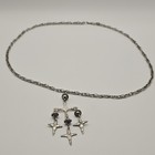 Vintage Sterling 925 Mexican Yalalag Cross Necklace Oaxaca Dangle -- 33g