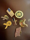 Patriotic Lapel Pin Lot American Flag Great Seal Usa Yellow Ribbon 7 Pins Usa