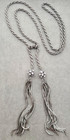 Vintage Rhinestone 5  Tassel Runway Lariat Tie Wrap 48  Rope Chain Necklace Belt