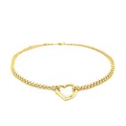 14k Yellow Gold Double Rolo Chain Anklet With An Open Heart Station