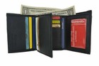 New Mens Black Genuine Leather Trifold Wallet Id Window Credit Card Case Holder