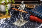 Vintage Pewter Metal Strong Man Male Figure Desk Fountain Pen Holder Stand