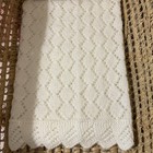 Newly Hand Knitted Diamonds Stitch White Baby Shawl  Blanket Measuring 31    X 31   