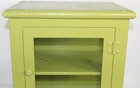 Antique Miniature Pie Safe Country Farmhouse Cupboard Lime Green Glass Doors