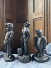 3 Vintage Carved Coal Figures Of Coal Miners 
