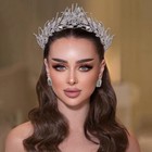 5cm Tall Luxury Crystal Leaves Bridal Queen Princess Tiara Crown For Women