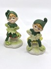 Vintage Lefton Pixie Elves On Mushrooms Fairy - A Set Of 3