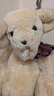 Handmade Genuine White Beaver Fur Large Teddy Bear Jointed Artist Made Beige 