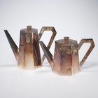 Vintage Art Deco Silverplated Octagonal Tea Coffee Service Set Wood Handles 5pc