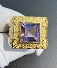 Natural Purple Amethyst Gemstone Ring 14k Solid Yellow Gold Mens Engagement Ring