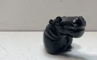 Unsigned Vintage African Folk Art Hippo Sculpture Hand Carved Black Stone 13 