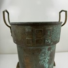 Antique Copper Pot Deep Hand Hammered Embossed High Handles Legs Patina Oxidized