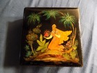 Palekh Large Russian Ussr Vintage Lacquer Hand Painted Gold Jewelry Box 4 75 70s