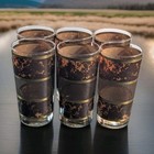 6 Mcm George Briard Barware 5 5  Tumbler Glasses Tortoise Gold Retro Vtg Signed 