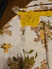 Lovely Vintage Handmade Half Apron  Scalloped Hem Cottage 2 Pocket Yellow Floral