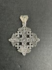 Jerusalem Cross Pendant      Vtg Silver