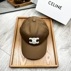 Celine Simple Logo New Stick Adjustable Cap For Both Men And Women-brown white