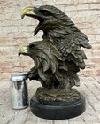Hand Made Original Milo Double Bald Eagle Bronze Bust Sculpture Statue Americana
