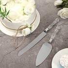 Silver Clear Knife And Server Crystal Handles Cake Serving Set Wedding Supplies