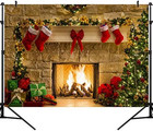 9x6ft Christmas Themed Fireplace Vinyl Photography Backdrop Photo Background 
