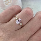 Morganite Oval Bridal Ring Yellow Gold Wedding Engagement Promise Ring Jewelry