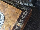 Antique Victorian Writing Desk Box Inlaid Metal Bone Abolone Marquetry Damaged