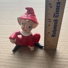 Vintage Ceramic Pixie Elf Figurine Red Hat Outfit Made In Japan 4  Tall Rare
