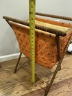 1960s Vintage Sewing Caddy Basket With Wooden Folding Frame 22    Retro Birds