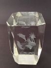 Dolphins 3d Laser Etched Crystal Glass Cube Paperweight With Box