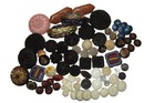 90 Antique Victorian Silk Fabric Buttons  Thread Wound  Crochet  Beaded And More