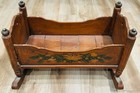 Antique 1820 Handpainted Wood Doll Crib