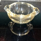 Vtg Cigar cigarette Ashtray Glass Pinched Rests Mcm Heavy Round Thick  Unique