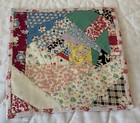 Vintage Table Topper  Patchwork Crazy Quilt  Calico Prints  Multi Color  Cotton