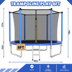 8ft Blue Outdoor Trampoline For Kids Safety Enclosure Net Backyard Astm Approved