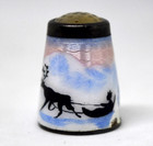 Rare Vintage Norwegian Sterling Silver Enamel Thimble