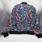 Spencer Jeremy 100  Silk Magpie Comic Print Bomber Jacket Large Read Vintage 