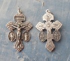 Set Of Two 3-way Pardon Crucifixes With Attached St Benedict   Miraculous Medals