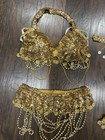 Vtg Fredericks Of Hollywood Belly Dancing Gold Sequins Costume   Accessories