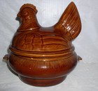 Vintage California Pottery Usa Brown Hen On Nest Chicken Cookie Jar