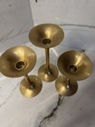 Candle Holders Set Of 3 Unlaquered Brass Mid Century  Vintage